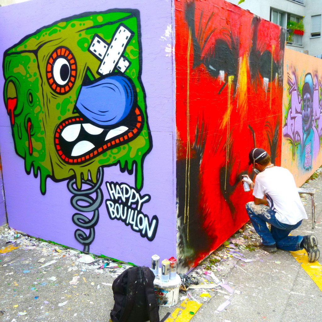 Street Artist Askys bei der Arbeit an der Route-Neuve